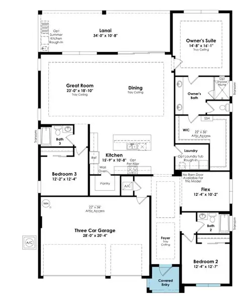 2D floor plan layout for the Priscilla by Kolter Homes in Esprit at Avenir, Palm Beach Gardens, FL (Image 5).