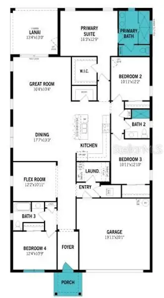 2D floor plan layout of this home in Rainwood, Groveland, FL (Image 3).