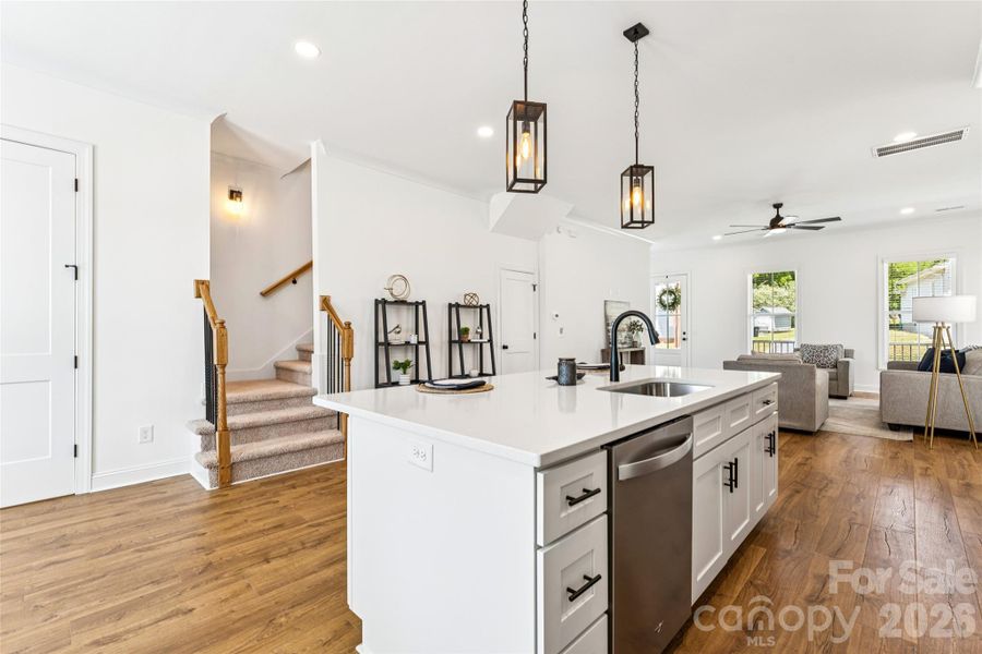 Large island and open concept