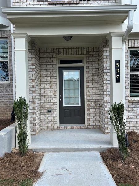 Exterior details and patio area of a home in Towns at Enclave, Lawrenceville (Image 3).
