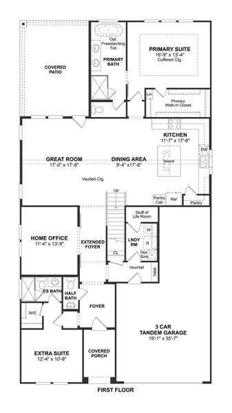 2D floor plan layout for the Tuscaloosa by K. Hovnanian® Homes in Bent Tree Meadows, Celina, TX (Image 3).