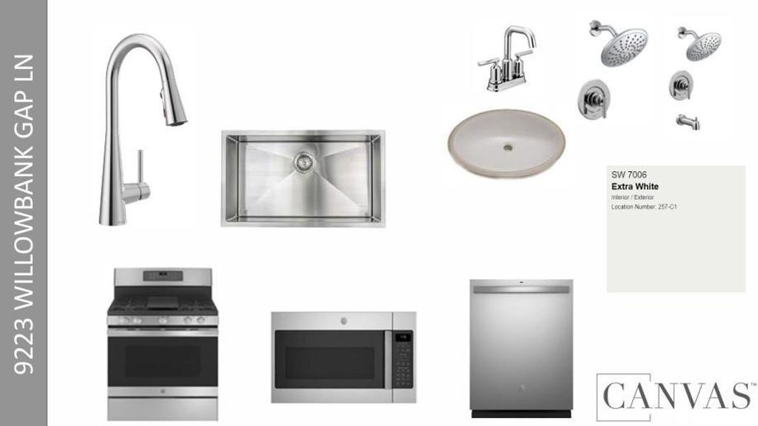 9223 Willowbank Gap Lane design selections. Home is currently under construction and selections are subject to change.