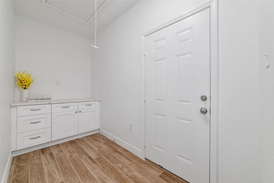 Coffee bar, butler's pantry...what is your vision for this space? Door goes to the garage. Coffee bar, butler's pantry...what is your vision for this space? Door goes to the garage.