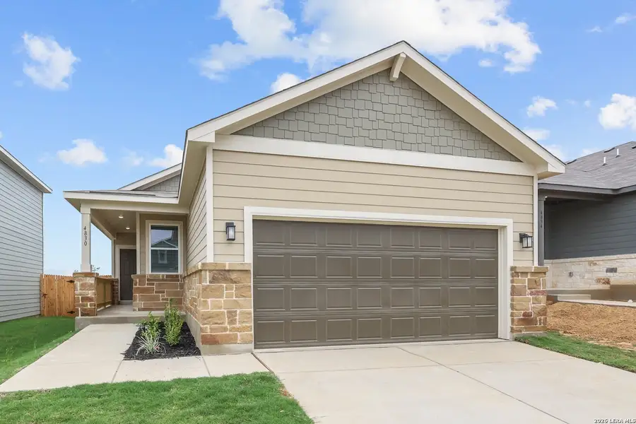 Front exterior of a new home in Agave, San Antonio, TX, highlighting curb appeal (Image 1). Front exterior of a new home in Agave, San Antonio, TX, highlighting curb appeal (Image 1).
