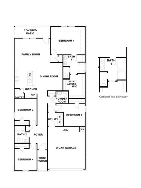 2D floor plan layout for the The Harris by D.R. Horton in Mayfair, New Braunfels, TX (Image 3).
