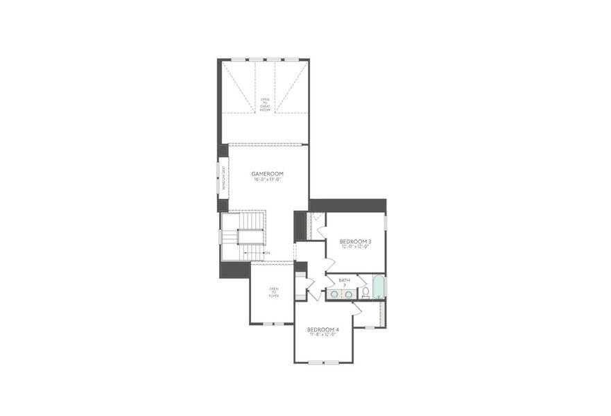 2D floor plan layout for the Tanager by Tri Pointe Homes in Oakhill Reserve, Tomball, TX (Image 4).