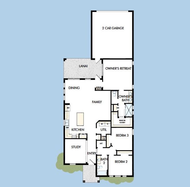 2D floor plan layout for the The Bellmeade by David Weekley Homes in Vistera of Venice – Cottage Series, Nokomis, FL (Image 4).