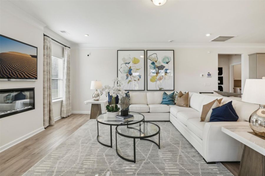 The Avondale-Family Room. Sample image for illustration; upgrades, options, and colors may vary.