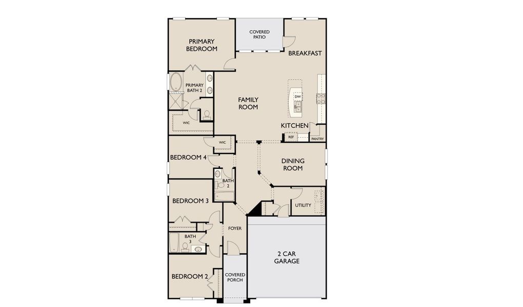 2D floor plan layout for the Avery by Ashton Woods in Blue Heron Estates, Mont Belvieu, TX (Image 3).