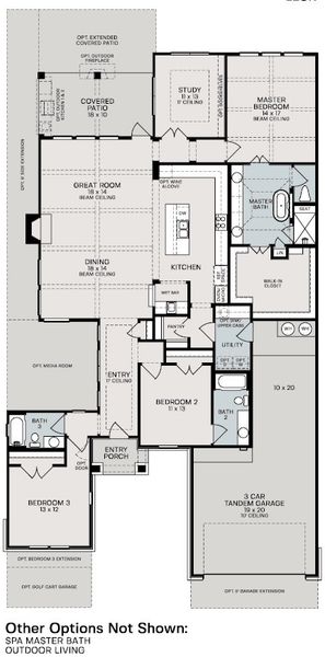2D floor plan layout for the Leon by Sitterle Homes in Comanche Trace, Kerrville, TX (Image 3).