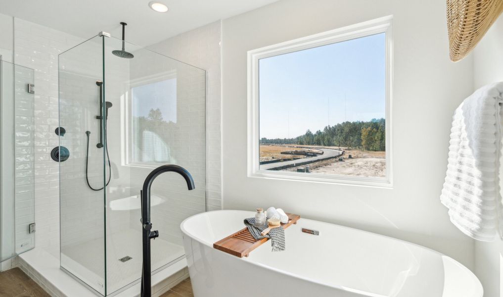 Primary bath with glass shower enclosure Primary bath with glass shower enclosure