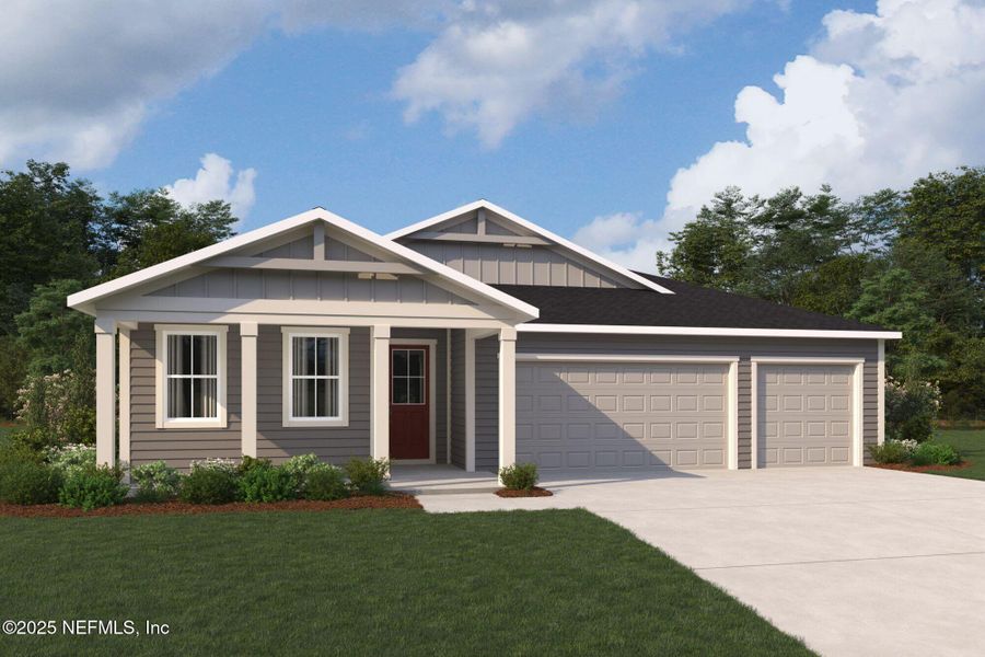 Front exterior of a new home in RiverTown - Forest, St. Johns, FL, highlighting curb appeal (Image 7).