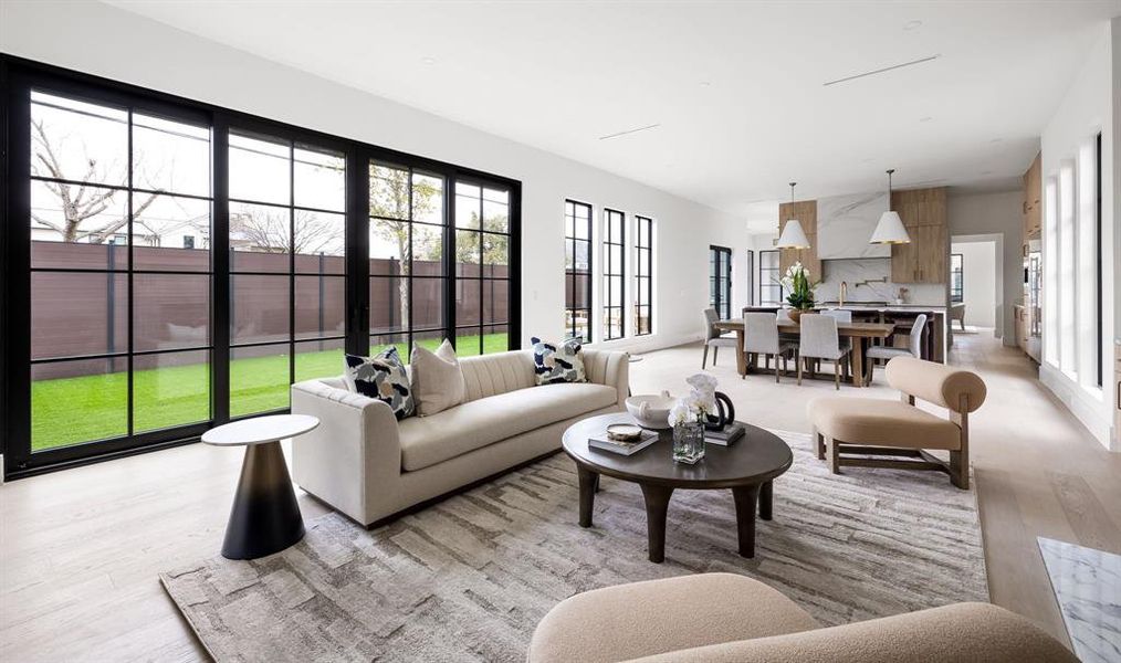 Living room featuring light wood finished floors