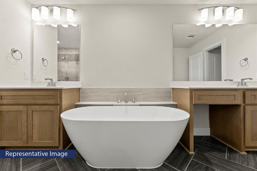 Furnished interior view inside a new home in The Abbey at Mercer Crossing, Farmers Branch (Image 15).