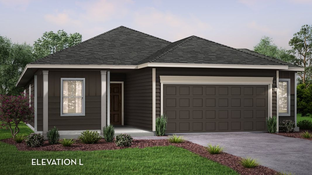 Representative exterior photo of a completed home built from the Frio by CastleRock Communities in Swenson Heights, Seguin, TX (Image 1). Representative exterior photo of a completed home built from the Frio by CastleRock Communities in Swenson Heights, Seguin, TX (Image 1).