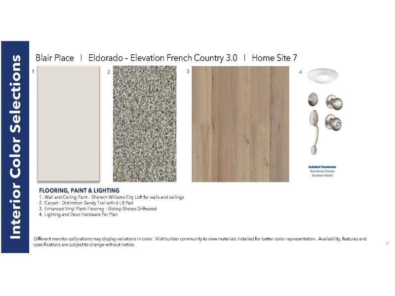 Interior Color Selections Interior Color Selections