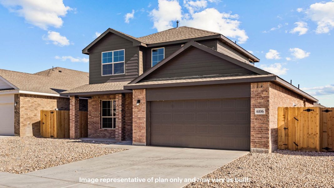 Front exterior of a new home in Yukon Ridge, Odessa, TX, highlighting curb appeal (Image 2).