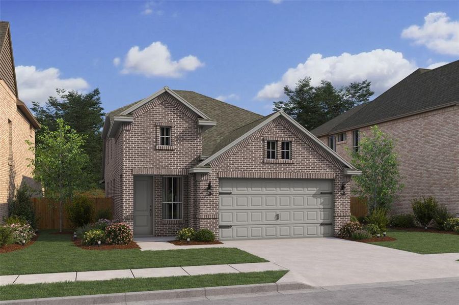 Front exterior of a new home in Heath Golf & Yacht Villas, Heath, TX, highlighting curb appeal (Image 1). Front exterior of a new home in Heath Golf & Yacht Villas, Heath, TX, highlighting curb appeal (Image 1).