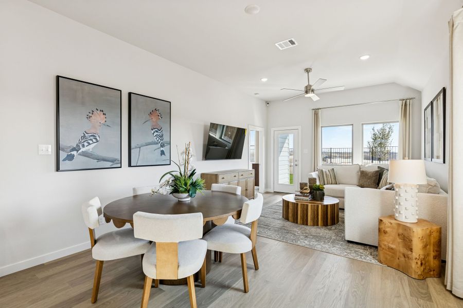 Living Room in a Nicholson Ranch Magnolia Model Home in Lavon TX by Trophy Signature Homes
