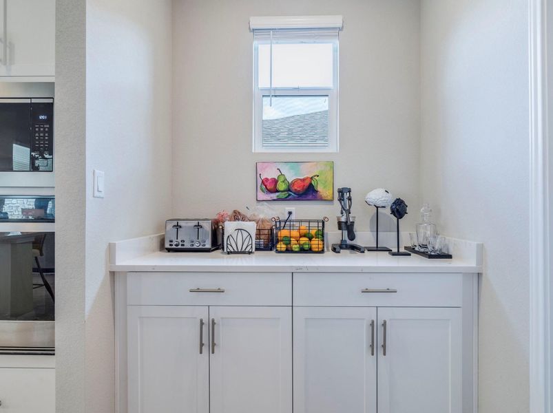 A crowd pleaser of this floorplan is the butler style pantry and countertop.