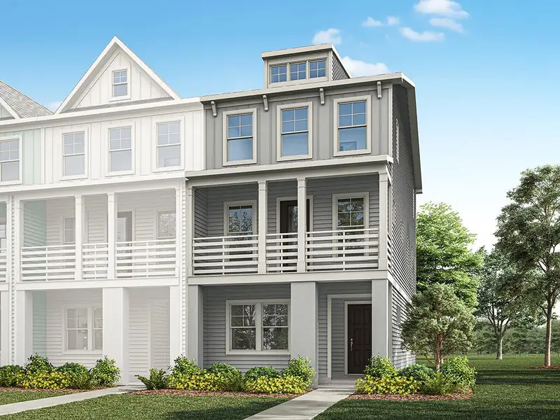 Front exterior of a new home in New Riverside Village, Bluffton, SC, highlighting curb appeal (Image 1). Front exterior of a new home in New Riverside Village, Bluffton, SC, highlighting curb appeal (Image 1).