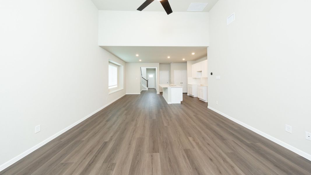 Family Room to Dining Area and Kitchen