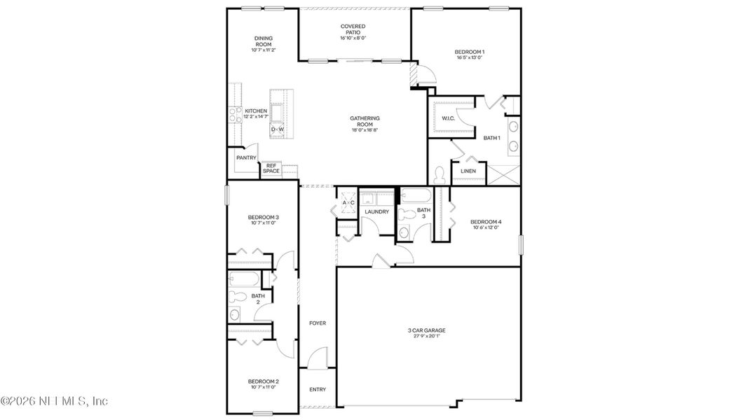 2D floor plan layout of this home in Sawmill Branch, Palm Coast, FL (Image 3).
