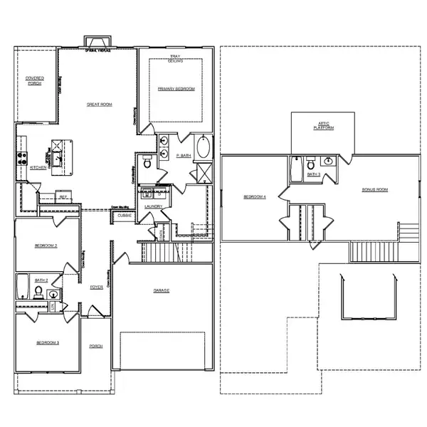 2D floor plan layout for the Hawthorne Select N by McGuinn Homes in Broadway Lake, Anderson, SC (Image 2). 2D floor plan layout for the Hawthorne Select N by McGuinn Homes in Broadway Lake, Anderson, SC (Image 2).