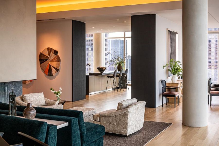 Furnished interior view inside a new home in Hall Arts Residences, Dallas (Image 19). Furnished interior view inside a new home in Hall Arts Residences, Dallas (Image 19).