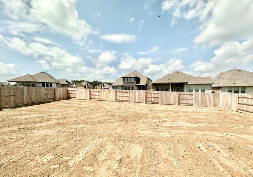 Fenced backyard featuring a residential view Fenced backyard featuring a residential view
