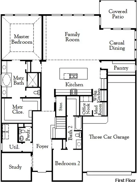 2D floor plan layout for the Motley by Coventry Homes in Stillwater Ranch, San Antonio, TX (Image 3).