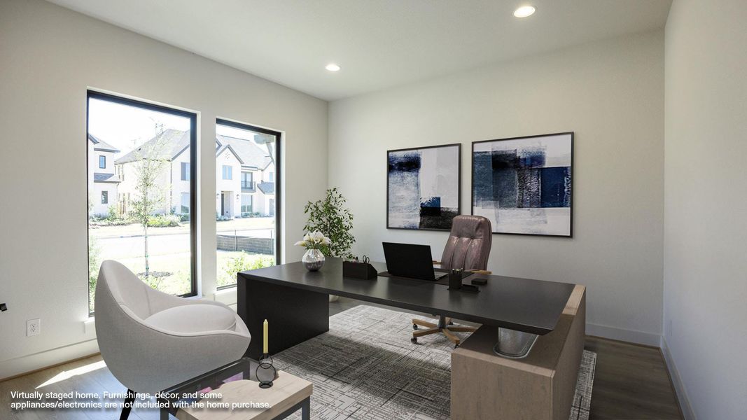 Office featuring recessed lighting and wood finished floors Office featuring recessed lighting and wood finished floors