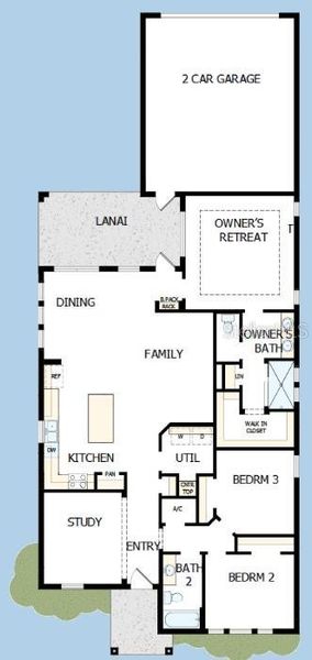 2D floor plan layout of this home in Vistera of Venice – Cottage Series, Nokomis, FL (Image 3).