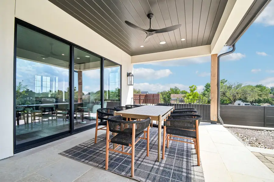 Exterior details and patio area of a home in The Overlook at Westlake, Austin (Image 26).