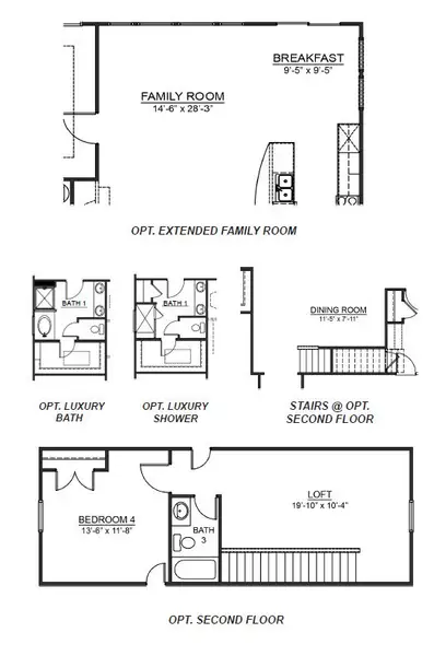 2D floor plan layout for the AZALEA by D.R. Horton in Whitehawk Meadows, Travelers Rest, SC (Image 4).