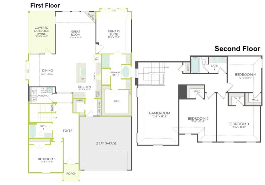 2D floor plan layout of this home in Discovery Collection at View at the Reserve, Mansfield, TX (Image 3).