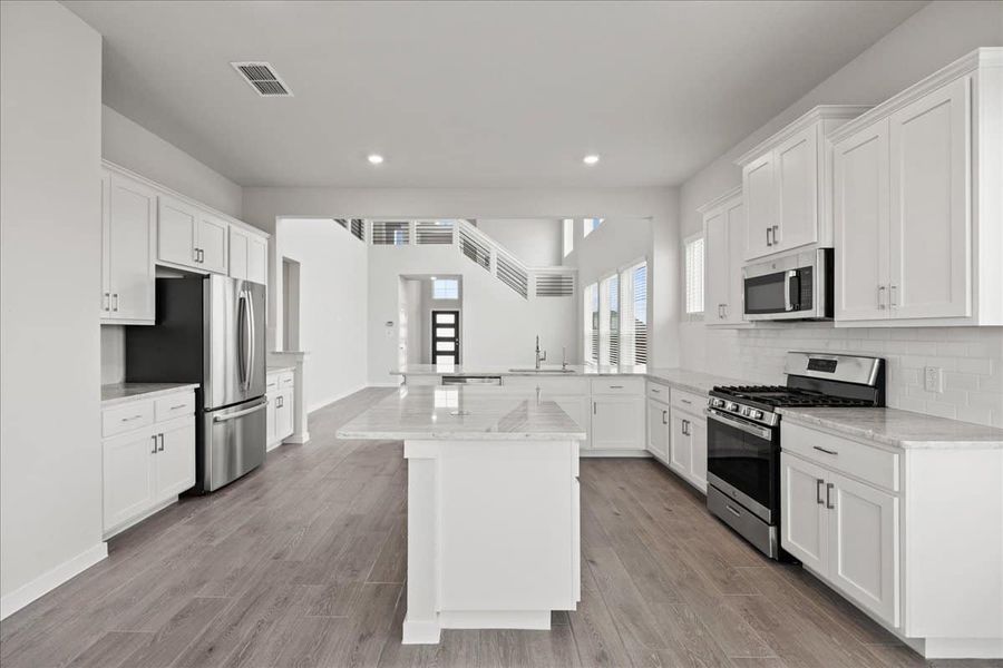 Furnished interior view inside a new home in Village at Three Oaks, Seguin (Image 8). Furnished interior view inside a new home in Village at Three Oaks, Seguin (Image 8).