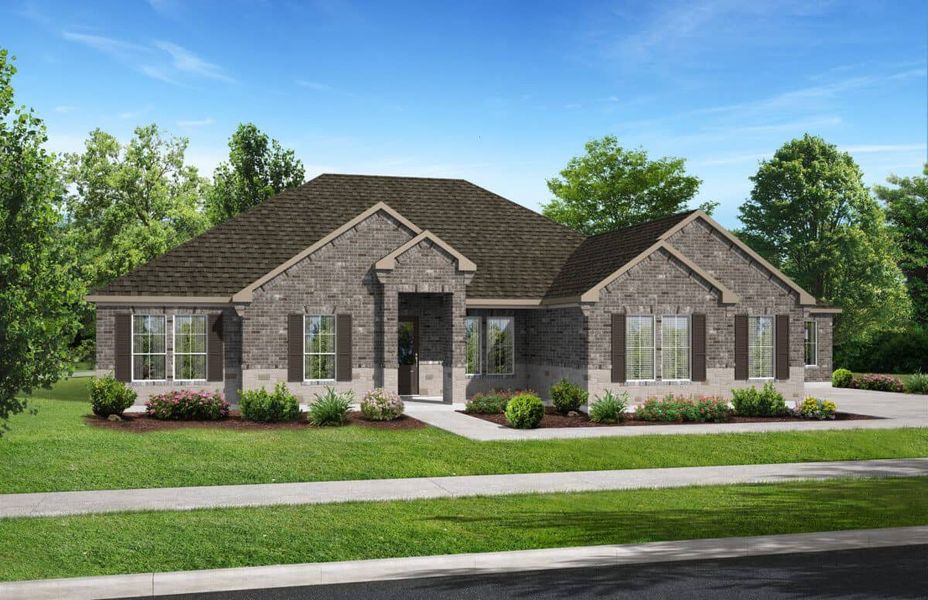 Representative exterior photo of a completed home built from the 3369 by Gracepoint Homes in Kellar Farms, Smithville, TX (Image 2). Representative exterior photo of a completed home built from the 3369 by Gracepoint Homes in Kellar Farms, Smithville, TX (Image 2).
