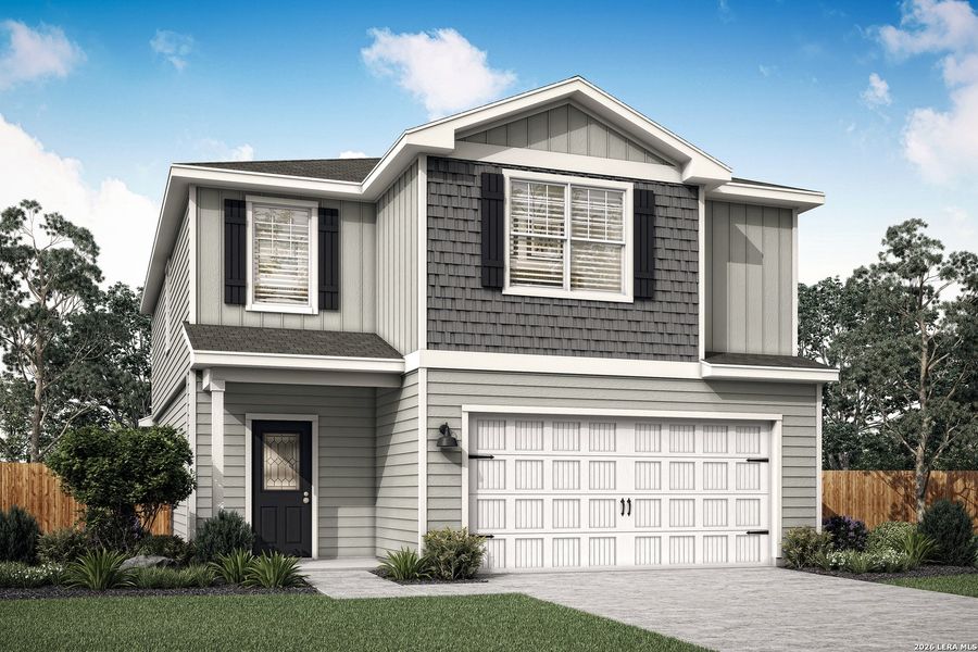 Front exterior of a new home in , San Antonio, TX, highlighting curb appeal (Image 1). Front exterior of a new home in , San Antonio, TX, highlighting curb appeal (Image 1).