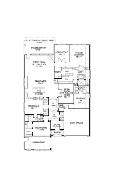 2D floor plan layout of this home in 6 Creeks, Kyle, TX (Image 3).