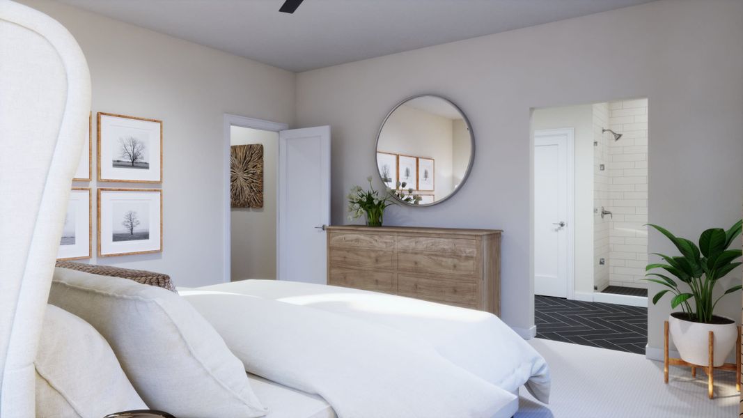 Primary Bedroom Room Virtual Rendering | Daybreak Floorplan | Elara at Moonlight | New Homes in Maricopa, AZ by Landsea Homes