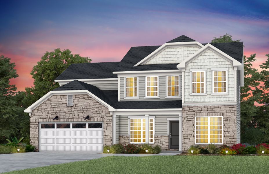Front exterior of a new home in Forest Creek, Waxhaw, NC, highlighting curb appeal (Image 16).