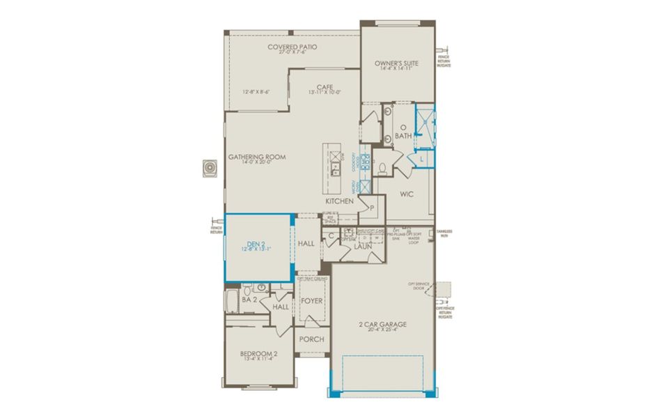 2D floor plan layout of this home in Del Webb at Rocking K, Tucson, AZ (Image 3).
