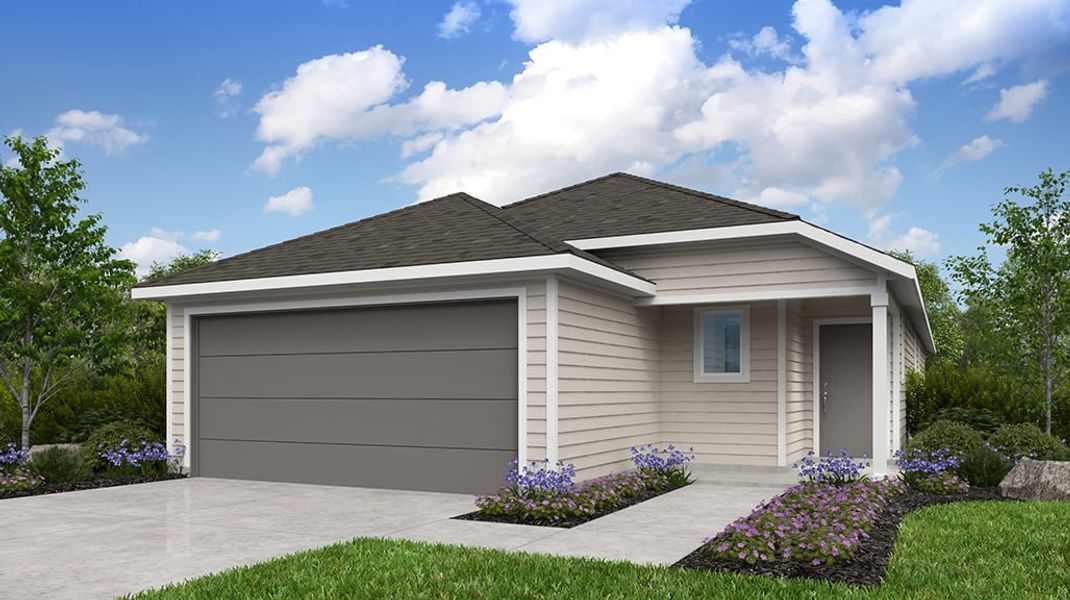 Representative exterior photo of a completed home built from the Falcon by Taylor Morrison in Turner's Crossing 45s, Buda, TX (Image 4).