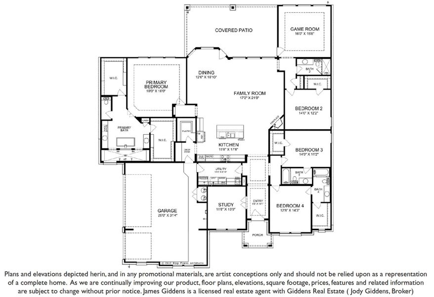 2D floor plan layout of this home in Leander Estates, Leander, TX (Image 4).