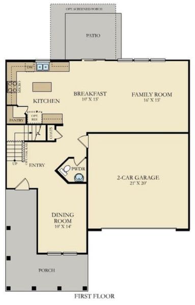 2D floor plan layout of this home in Sweetgrass at Summers Corner, Summerville, SC (Image 4).