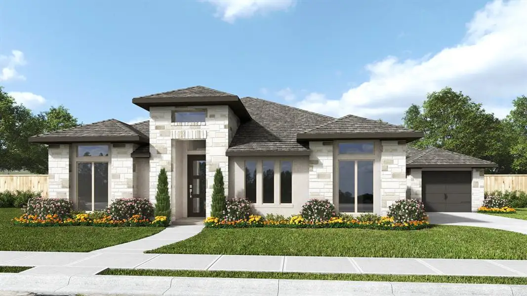 Front exterior of a new home in Terraces, Rockwall, TX, highlighting curb appeal (Image 1). Front exterior of a new home in Terraces, Rockwall, TX, highlighting curb appeal (Image 1).