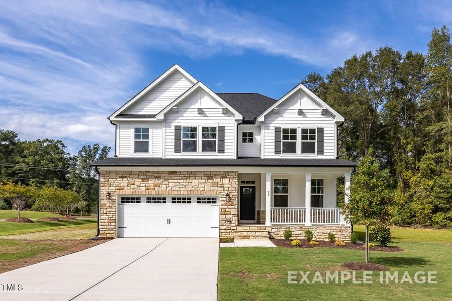 Front exterior of a new home in Stagecoach Corner, Mebane, NC, highlighting curb appeal (Image 1). Front exterior of a new home in Stagecoach Corner, Mebane, NC, highlighting curb appeal (Image 1).
