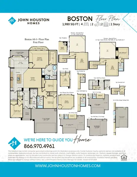 2D floor plan layout for the Boston by John Houston Homes in The Oasis - Phase 2, Waxahachie, TX (Image 3).