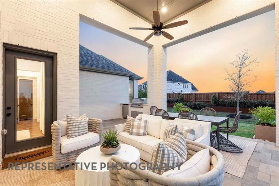 Exterior details and patio area of a home in Pecan Square, Northlake (Image 2).